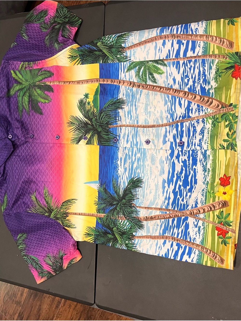 Men's Tropical Palm Graphic Button-Up Shirt - Multicolor